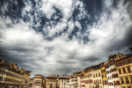 buildings around Santa Croce square in Florence, Italyの写真素材