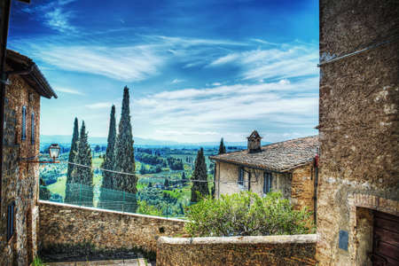 beautiful landscape of San Gimignano surrounding areaの写真素材