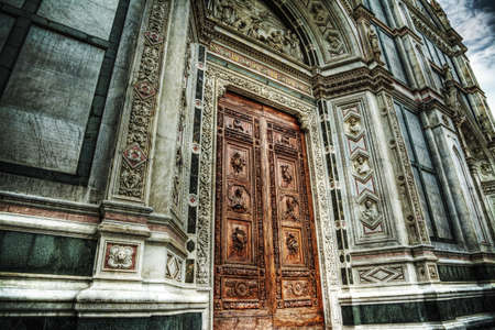 Santa Croce main door in Florence, Italyの写真素材