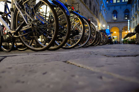 bicycle parking in Florence, Italyの写真素材