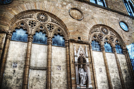 detail of Orsanmichele church in Florence, Italyの写真素材