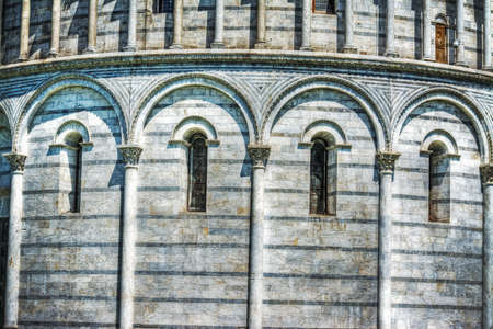 close up of world famous leaning tower in Pisa, Italyの写真素材