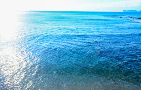 top view of sun reflection on the sea. Shot in Alghero, Italyの写真素材