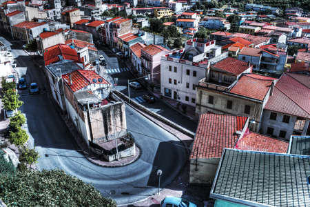 small town seen from above in Sardinia, Italyの写真素材