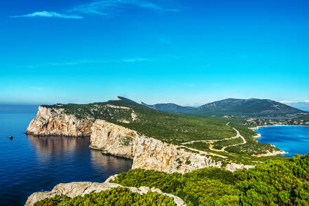 Capo Caccia landscape on a clear day, Sardiniaの写真素材