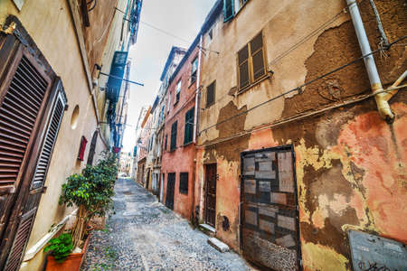 old street in Alghero, Italyの写真素材
