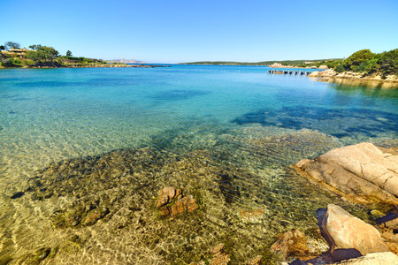 Turquoise water in Liscia di Vacca beach, Sardiniaの写真素材