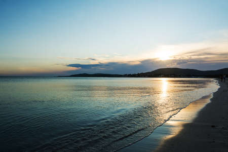 colorful sunset in Alghero foreshore, Sardiniaの写真素材