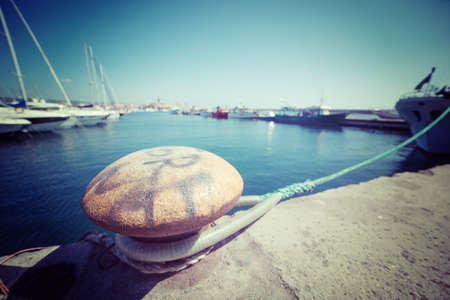 close up of a rusty bollard in vintage toneの写真素材