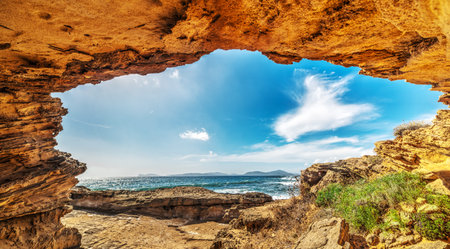 Small cave in Alghero rocky coast, Sardinia