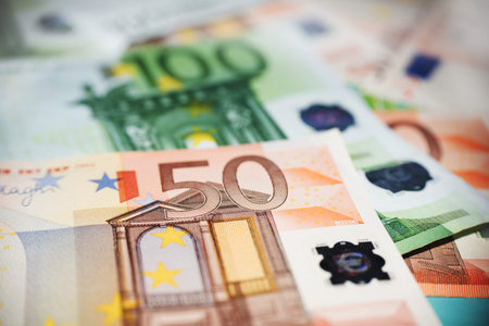 close up of a 50 euros note