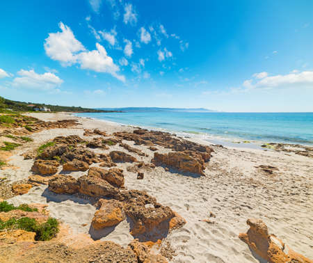 rocks in Le Bombarde beach, Sardiniaの写真素材