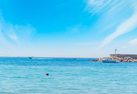 boats in Alghero shoreline on a clear day