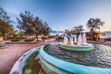 fountain by the sea in Sardinia, Italyの写真素材
