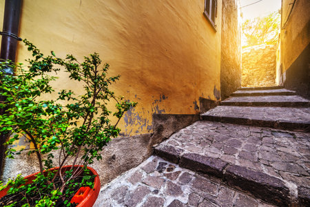 narrow stairway in Castelsardo old town, Sardinia