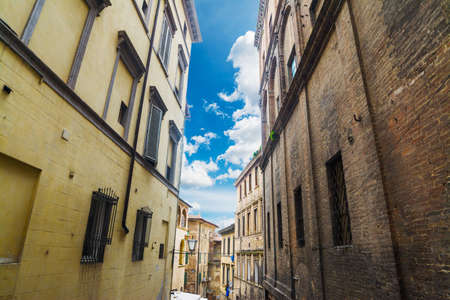 narrow alley in Siena, Italyの写真素材