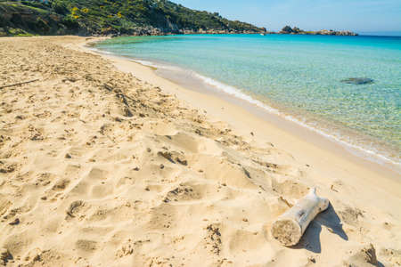 rena bianca shoreline on a clear day, Sardiniaの写真素材
