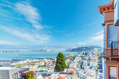 blue sky over San Francisco bay, Californiaの写真素材