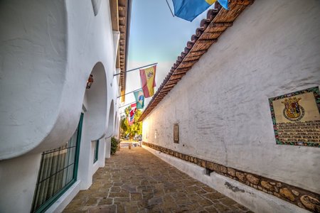 narrow backstreet in Old Town Santa Barbara, California
