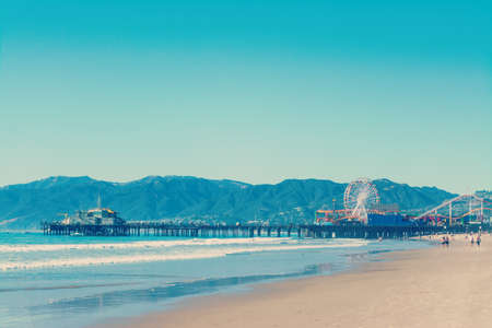 Santa Monica pier in vintage tone, Californiaの写真素材