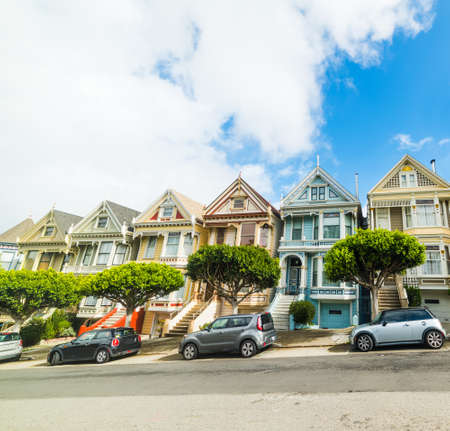 world famous painted ladies in San Francisco, Californiaの写真素材