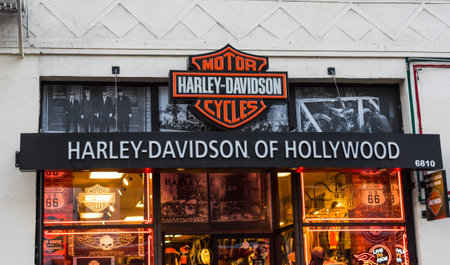 LOS ANGELES, CALIFORNIA - OCTOBER 29, 2016: Harley Davidson store in Hollywood boulevardのeditorial素材
