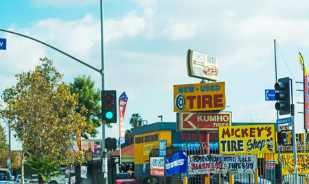 LOS ANGELES, CALIFORNIA - NOVEMBER 01, 2016: Several garage signs in L.A.