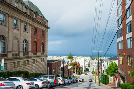 grey sky in San Francisco, Californiaの写真素材