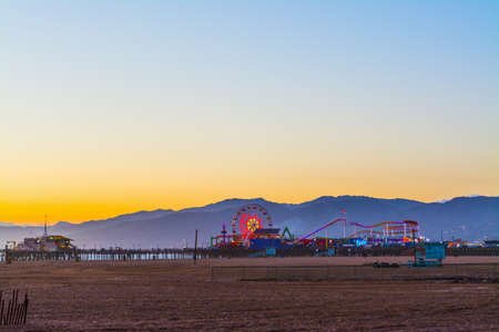 Colorful sunset in Santa Monica, Californiaの写真素材