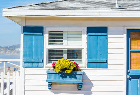 close up of a wooden house in California, USAの写真素材