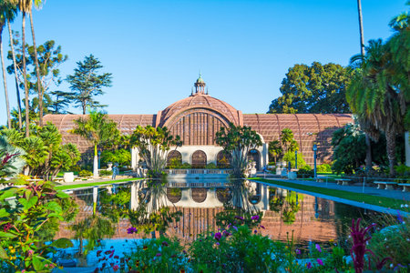 Pond in Balboa park in San Diego, Californiaの写真素材