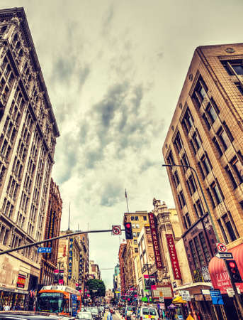 Los Angeles, California - October 27, 2016: grey sky over downtown Los Angelesのeditorial素材