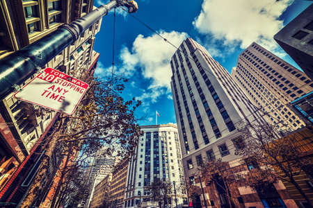No Stopping sign in downtown San Francisco, Californiaの写真素材