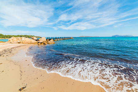 Romazzino foreshore on a cloudy day, Sardiniaの写真素材