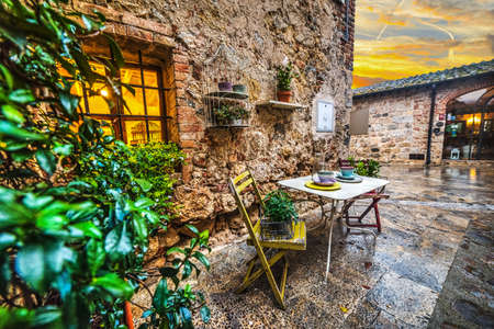 Quaint corner in Monteriggioni, Italyの写真素材