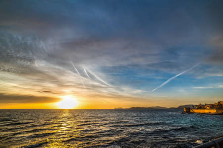 Winter sunset in Alghero, Sardiniaの写真素材