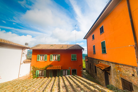Orange buildings in Tuscany, Italyの写真素材