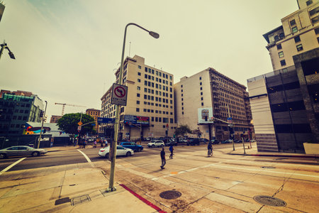 Los Angeles, California - October 27, 2016: crossroad in downtown Los Angeles