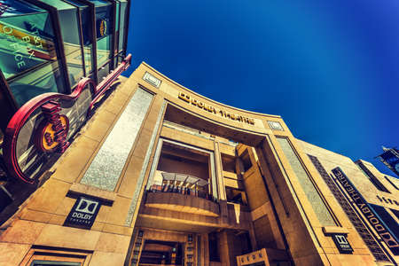 Los Angeles, California - November 02, 2016: Dolby theatre and Hard Rock Cafe in Hollywood boulevardのeditorial素材