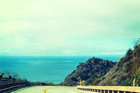 Pacific Coast Highway in vintage tone, Californiaの写真素材