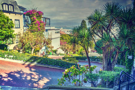 Lombard street in San Francisco, Californiaの写真素材