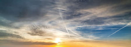 dramatic sky at sunset in Sardinia, Italyの写真素材