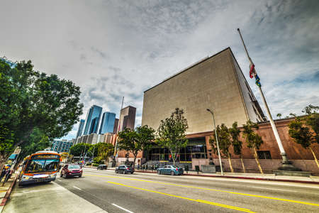 Overcast sky over downtown Los Angeles, Californiaのeditorial素材