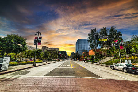 Crossroad in downtown L.A. at sunsetのeditorial素材