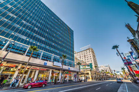 Los Angeles, CA, USA - November 02, 2016: Store signs in Hollywood boulevardのeditorial素材