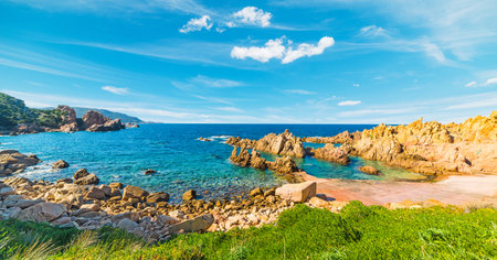 Colorful shore in Costa Paradiso, Sardiniaの写真素材