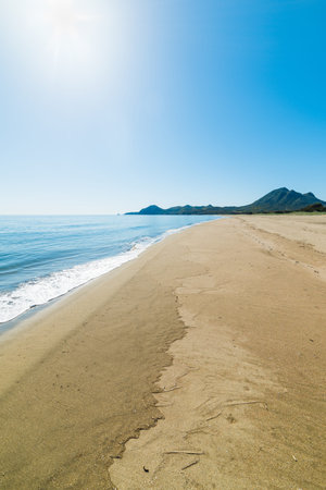 Shining sun over Feraxi beach, Sardiniaの写真素材