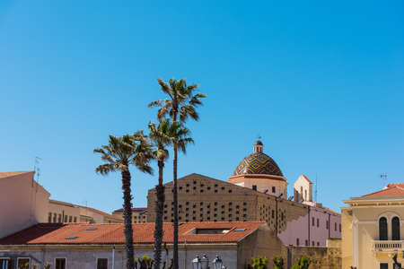 San Michele dome in Alghero, Italyの写真素材