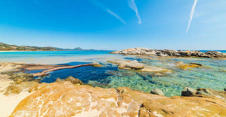 Scoglio di Peppino shore in Sardiniaの写真素材