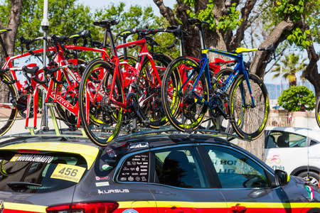Alghero, Italy - May 05, 2017: Wilier Triestina team car with bikesのeditorial素材